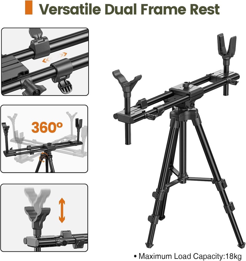 Trakiom Hunting Rests, Shooting Tripod with Dual Frame, Flexible Orientation, Adjustable Height, Shooting Tripod Max Provide Maximum Shooting Stability for Outdoors, Ground Blinds and Hunting - Image 2